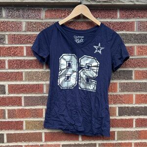 Cowboys Her Style Navy Blue and Silver 82 Short Sleeve Tee Shirt Top